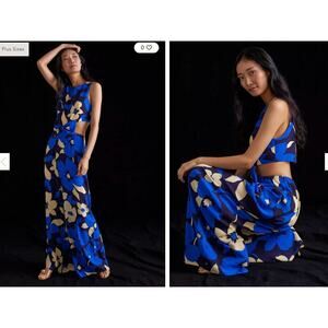 NEW Anthropologie Corey Lynn Calter Blue Floral Cutout Jumpsuit Sz Small